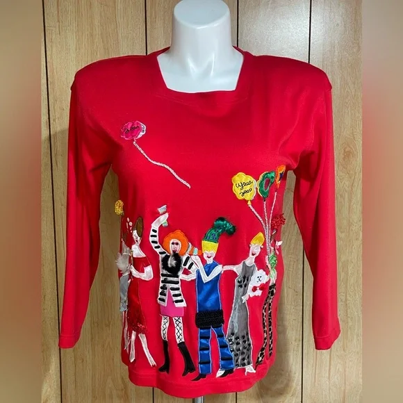 Lisa International Vibrant Scarlet Blouse SZ - PL - Picture 1 of 6